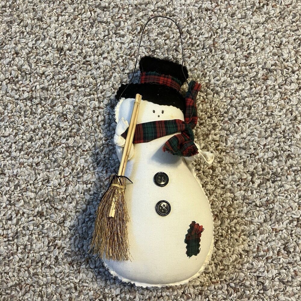 Hanging Handmade Christmas Snowman Holiday Decoration Winter Handmade Cute Broom
